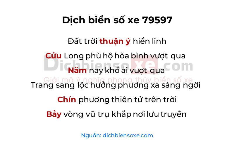 Dịch thơ biển số 79597