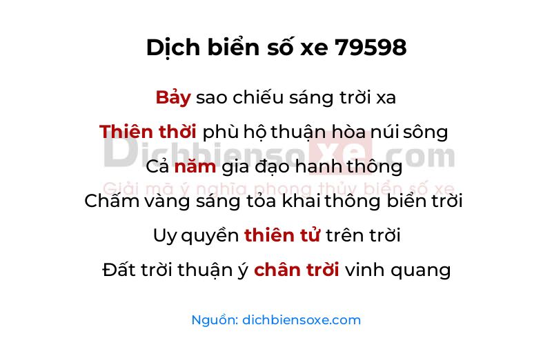 Dịch thơ biển số 79598