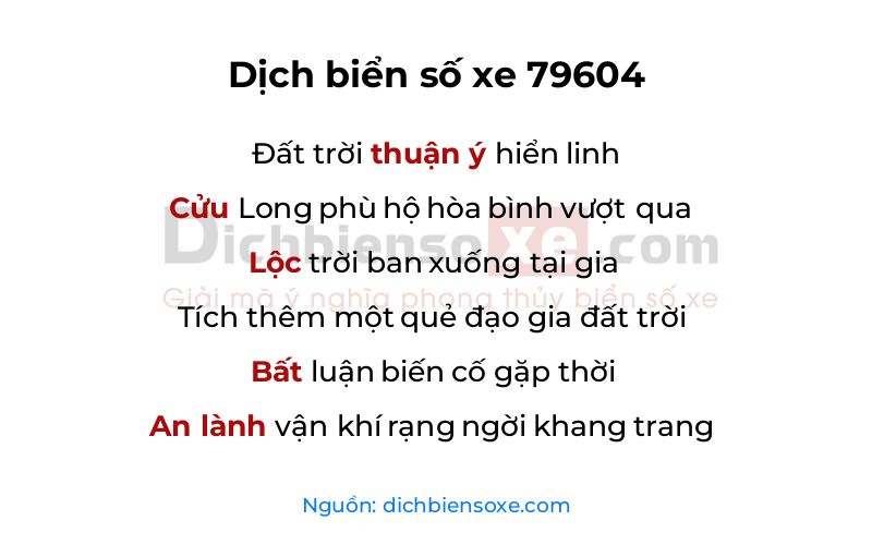 Dịch thơ biển số 79604
