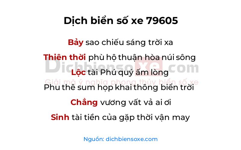 Dịch thơ biển số 79605