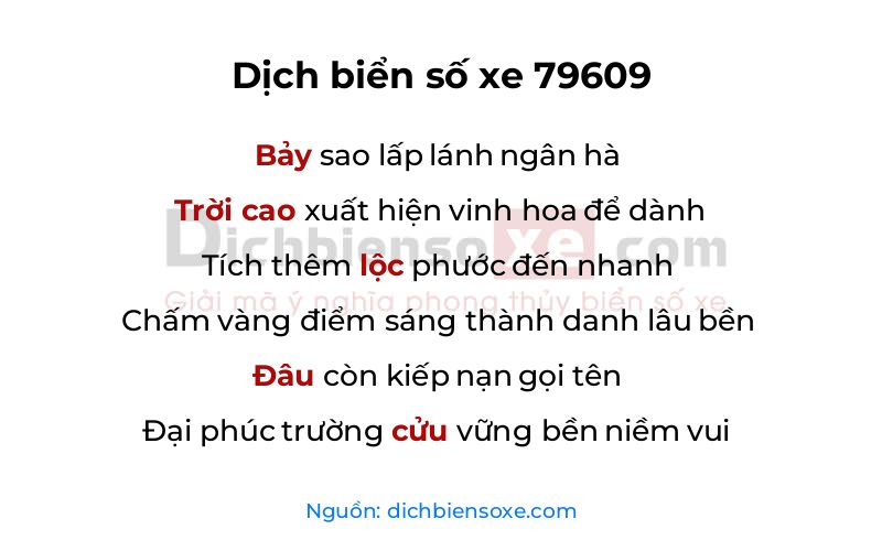 Dịch thơ biển số 79609