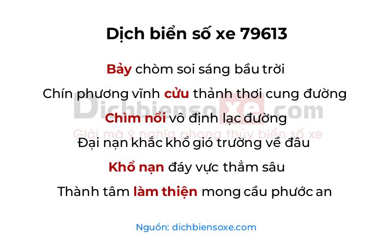 Dịch thơ biển số 79613