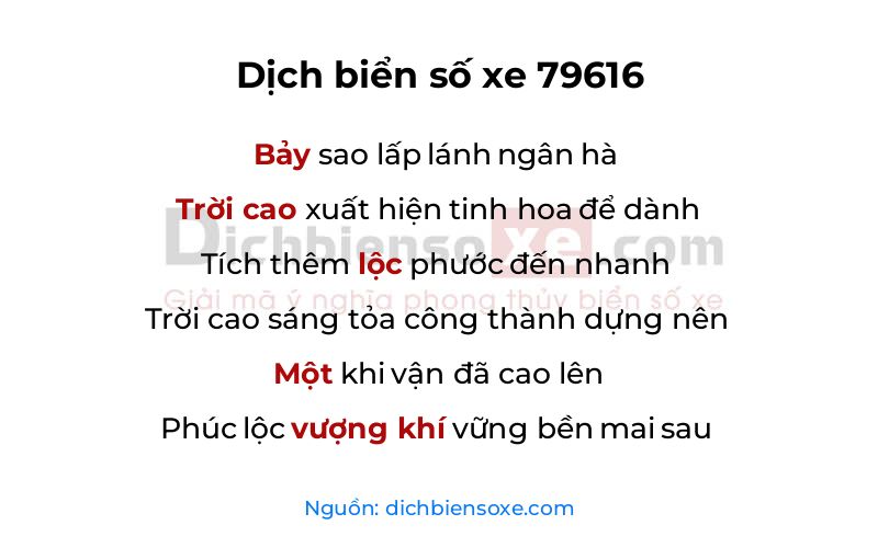 Dịch thơ biển số 79616