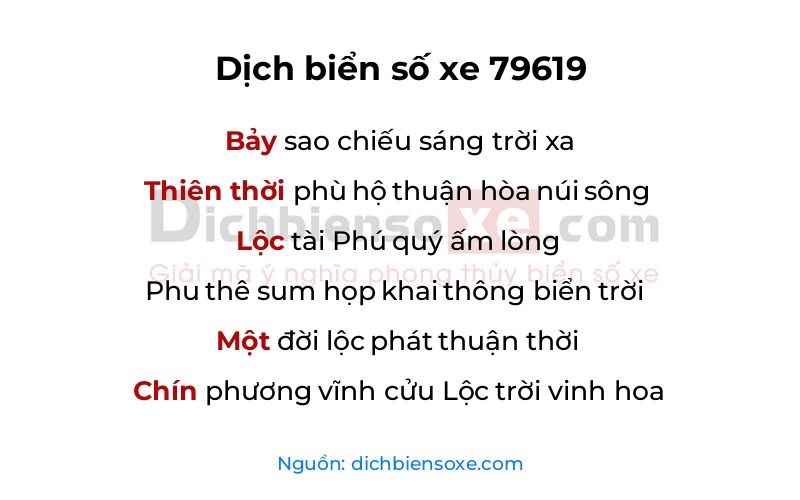Dịch thơ biển số 79619