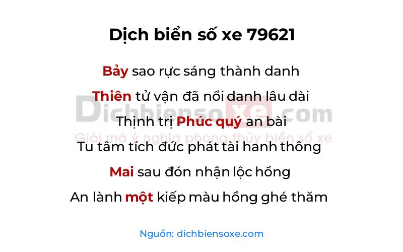 Dịch thơ biển số 79621