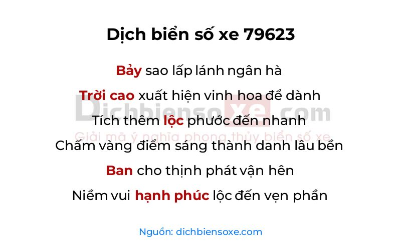 Dịch thơ biển số 79623