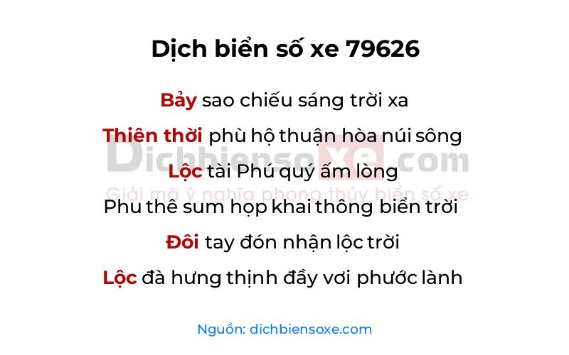 Dịch thơ biển số 79626