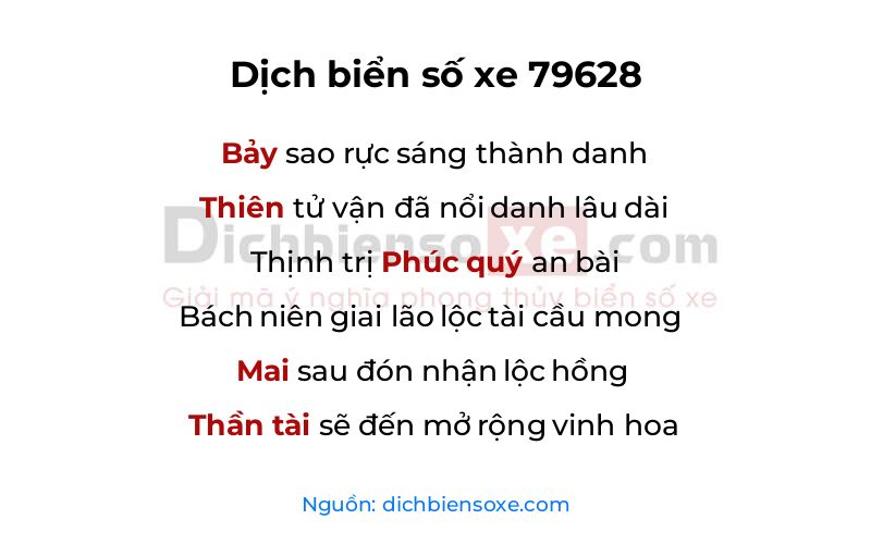 Dịch thơ biển số 79628