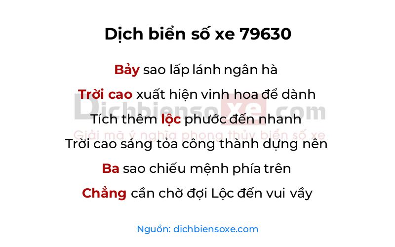 Dịch thơ biển số 79630