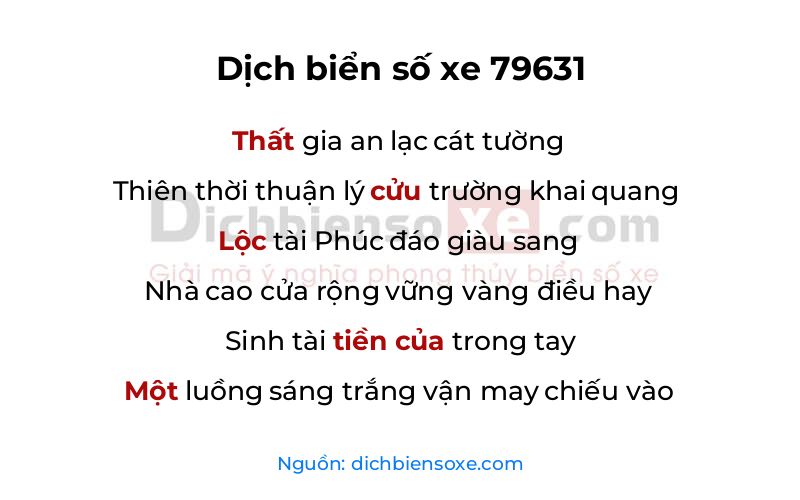 Dịch thơ biển số 79631