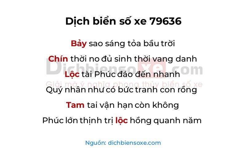 Dịch thơ biển số 79636