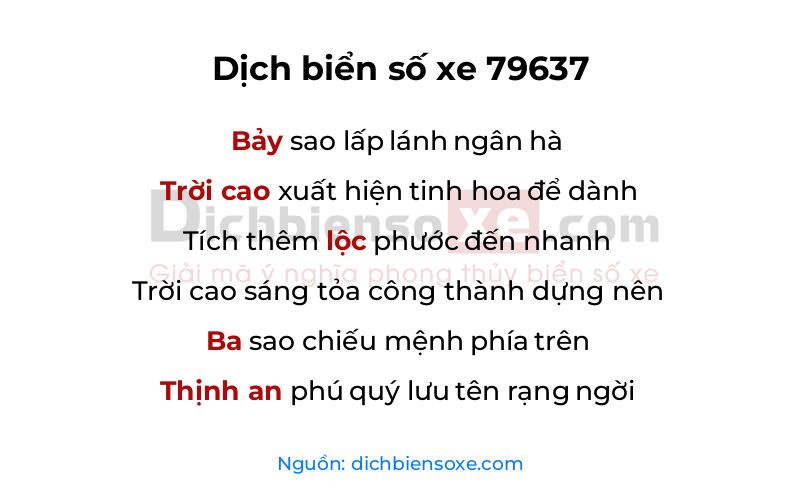 Dịch thơ biển số 79637