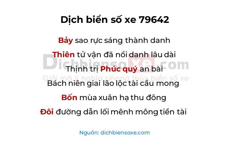 Dịch thơ biển số 79642