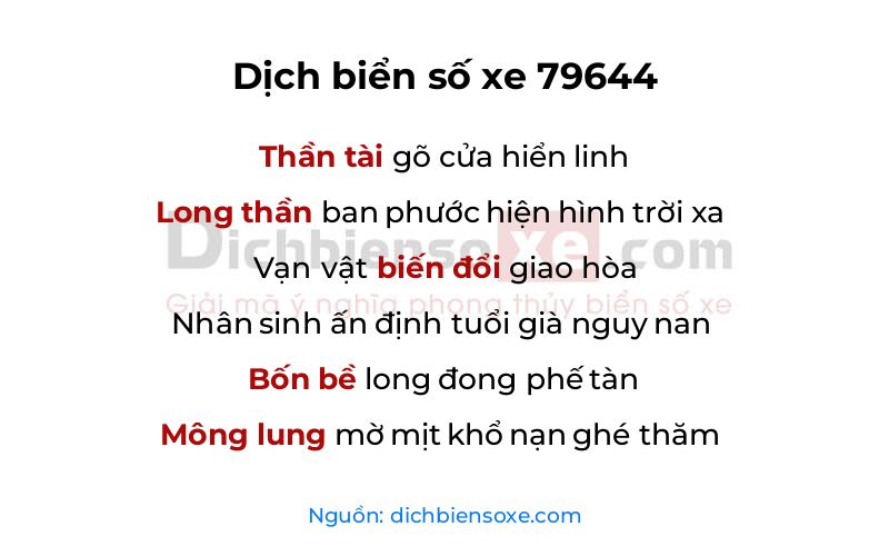 Dịch thơ biển số 79644