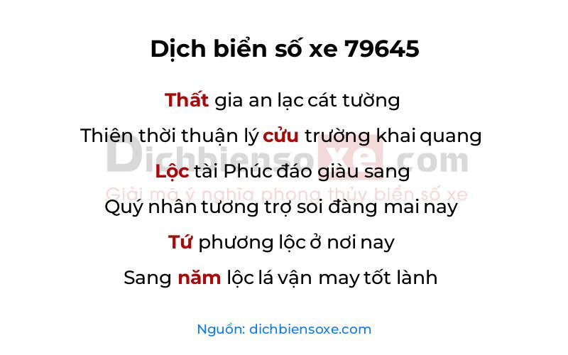 Dịch thơ biển số 79645