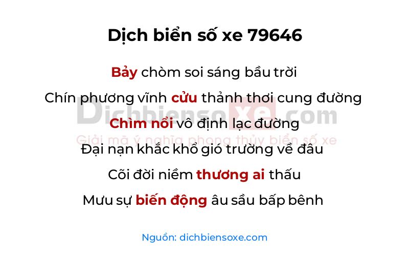 Dịch thơ biển số 79646