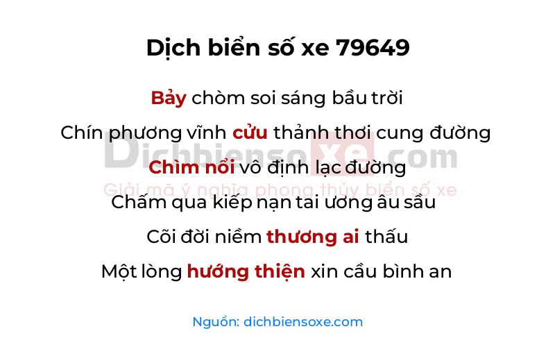 Dịch thơ biển số 79649