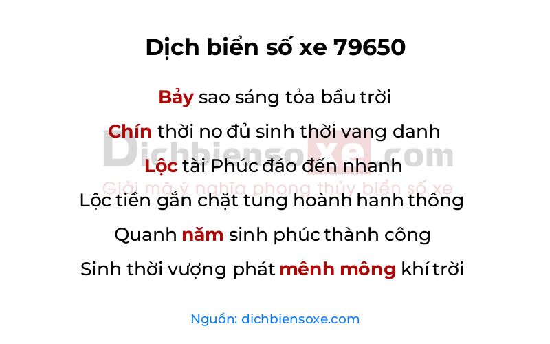 Dịch thơ biển số 79650