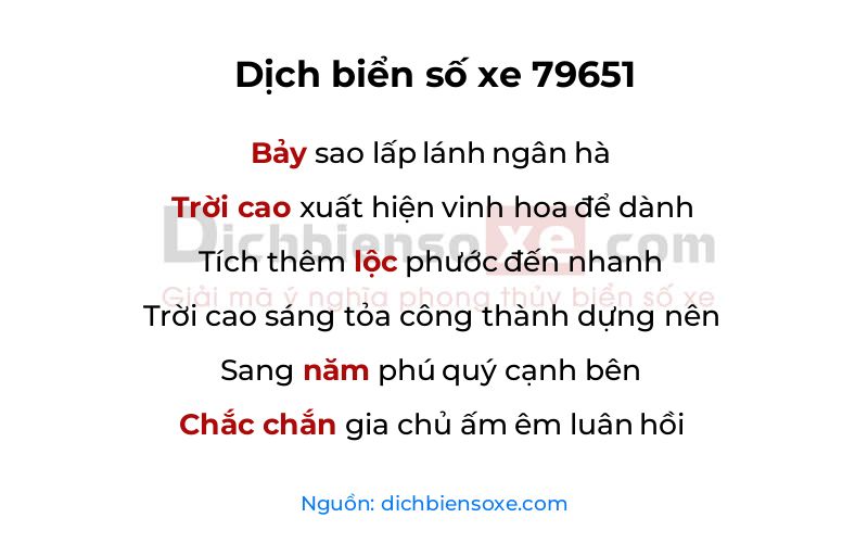 Dịch thơ biển số 79651