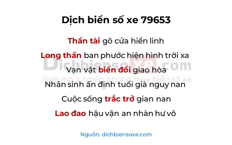 Dịch thơ biển số 79653