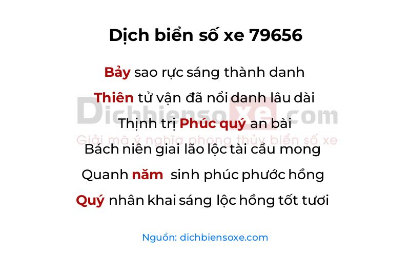 Dịch thơ biển số 79656