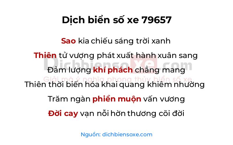 Dịch thơ biển số 79657