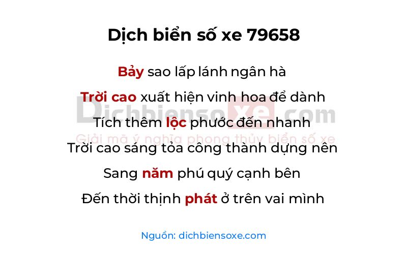 Dịch thơ biển số 79658