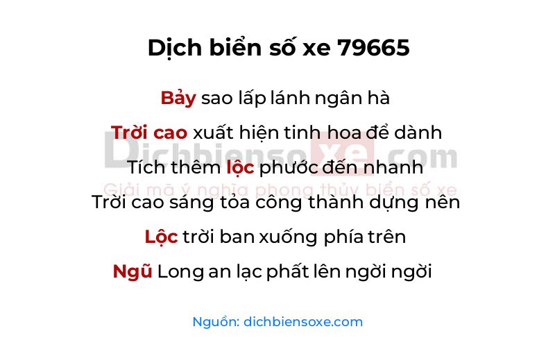 Dịch thơ biển số 79665