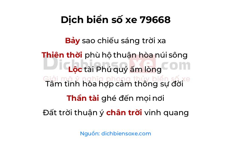 Dịch thơ biển số 79668