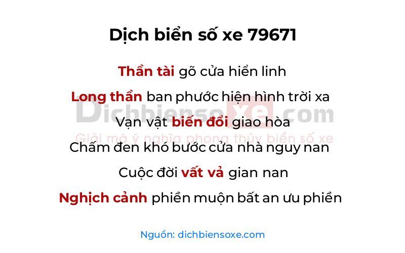 Dịch thơ biển số 79671
