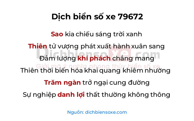 Dịch thơ biển số 79672