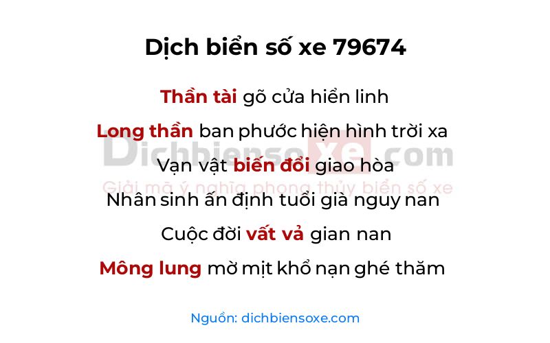 Dịch thơ biển số 79674