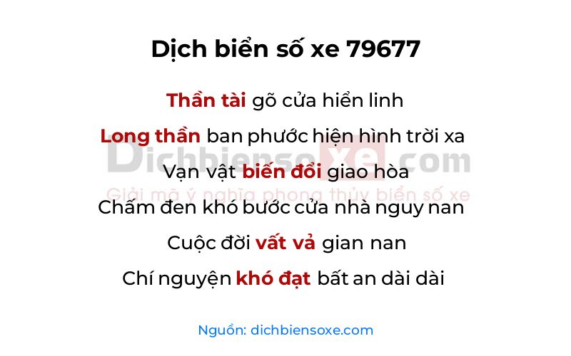 Dịch thơ biển số 79677