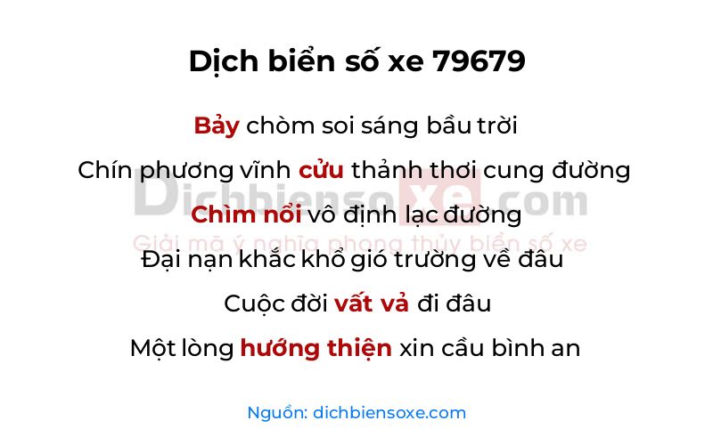 Dịch thơ biển số 79679