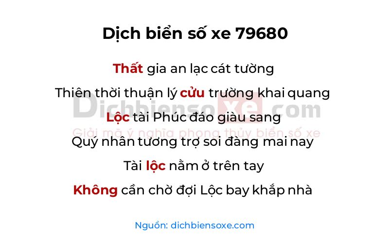 Dịch thơ biển số 79680