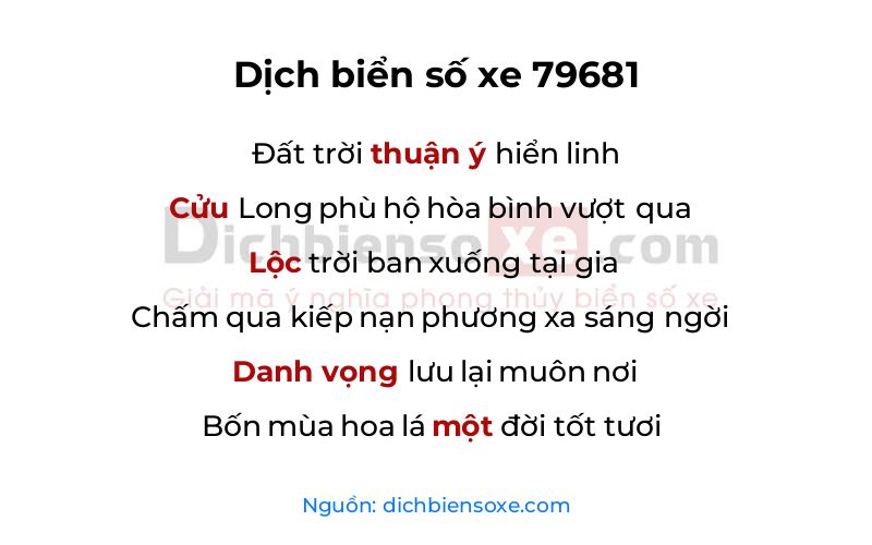 Dịch thơ biển số 79681