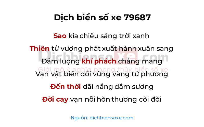 Dịch thơ biển số 79687