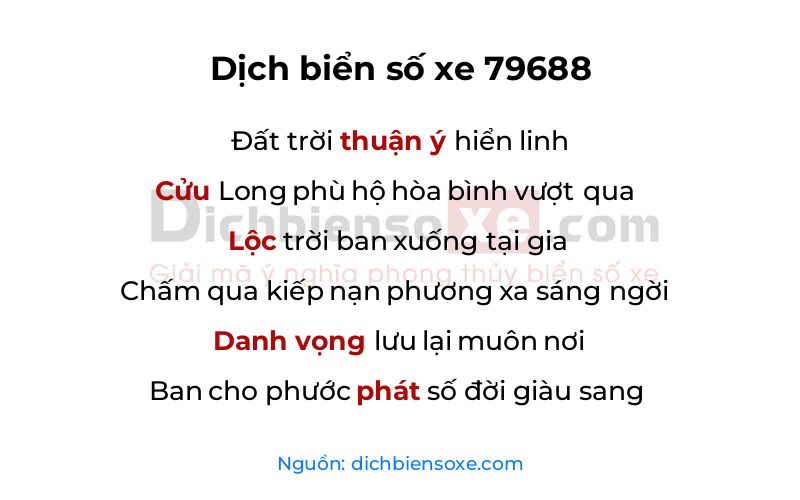 Dịch thơ biển số 79688