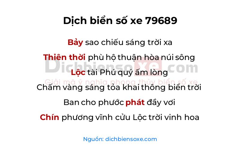 Dịch thơ biển số 79689