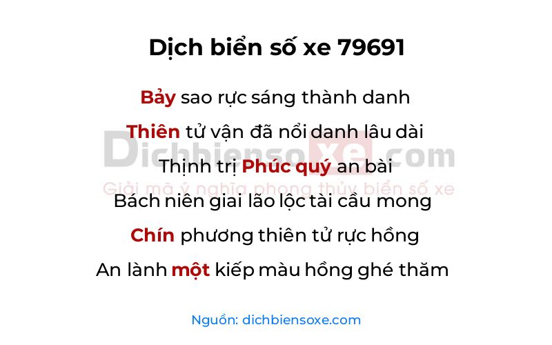 Dịch thơ biển số 79691