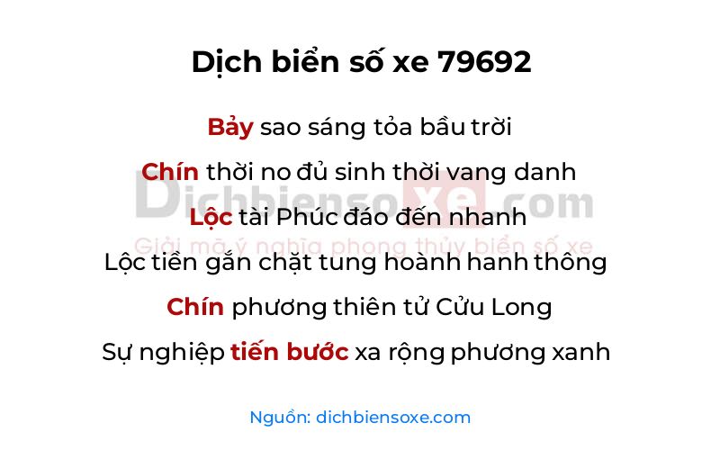 Dịch thơ biển số 79692