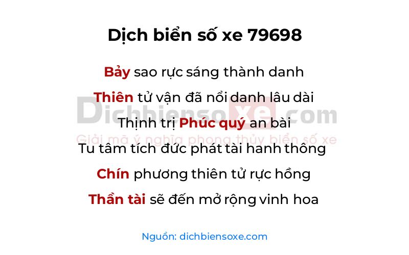 Dịch thơ biển số 79698