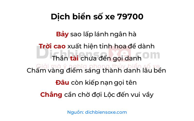 Dịch thơ biển số 79700