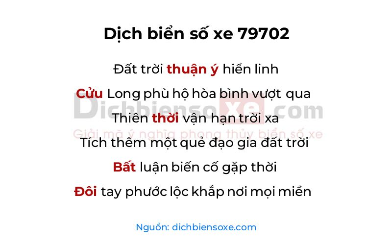 Dịch thơ biển số 79702