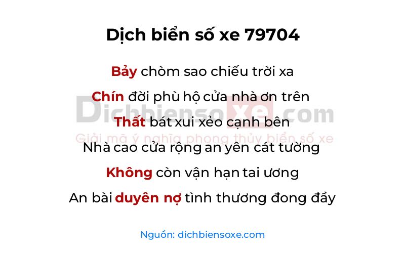 Dịch thơ biển số 79704