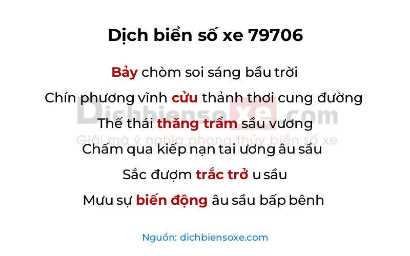 Dịch thơ biển số 79706