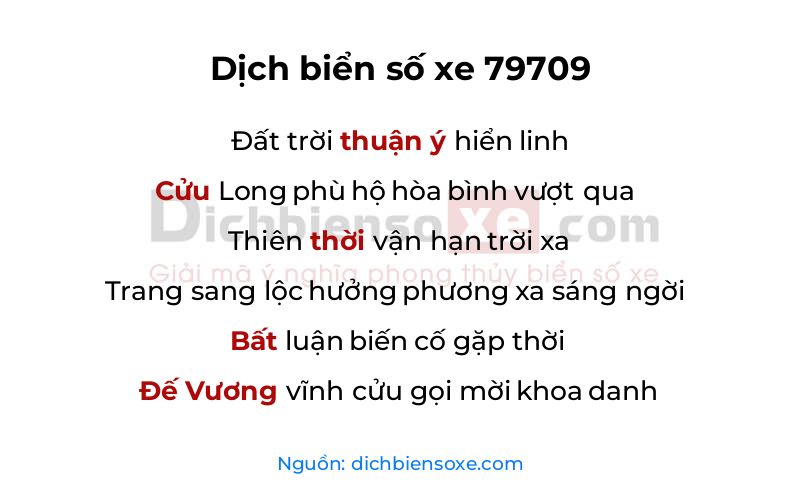 Dịch thơ biển số 79709