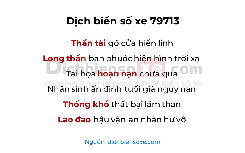 Dịch thơ biển số 79713