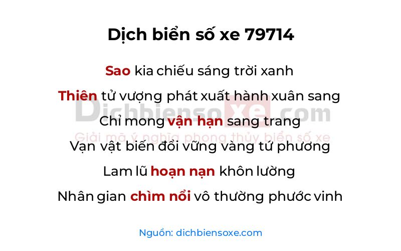 Dịch thơ biển số 79714