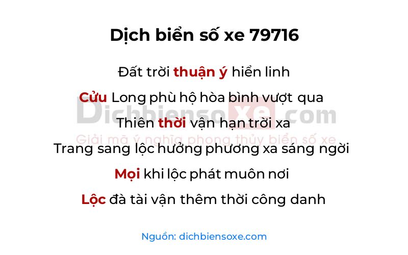 Dịch thơ biển số 79716